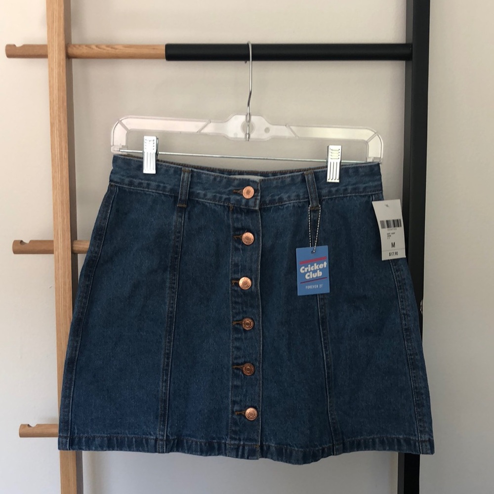 Forever21 denim button-front A-line mini M NWT